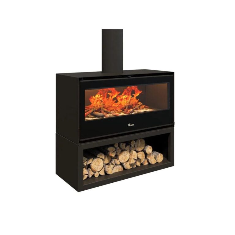 Silver F/Standing Heater With Wood Box