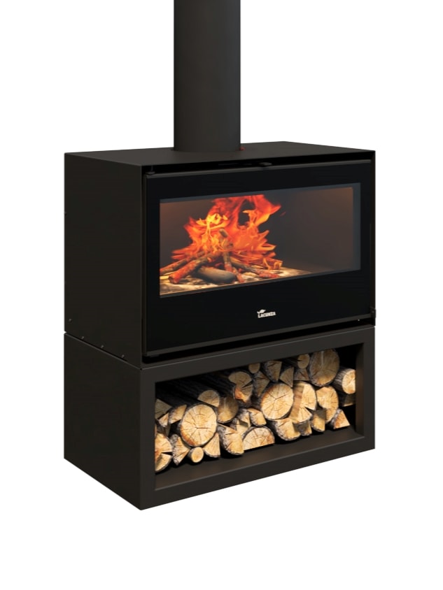 Silver F/Standing Heater With Wood Box